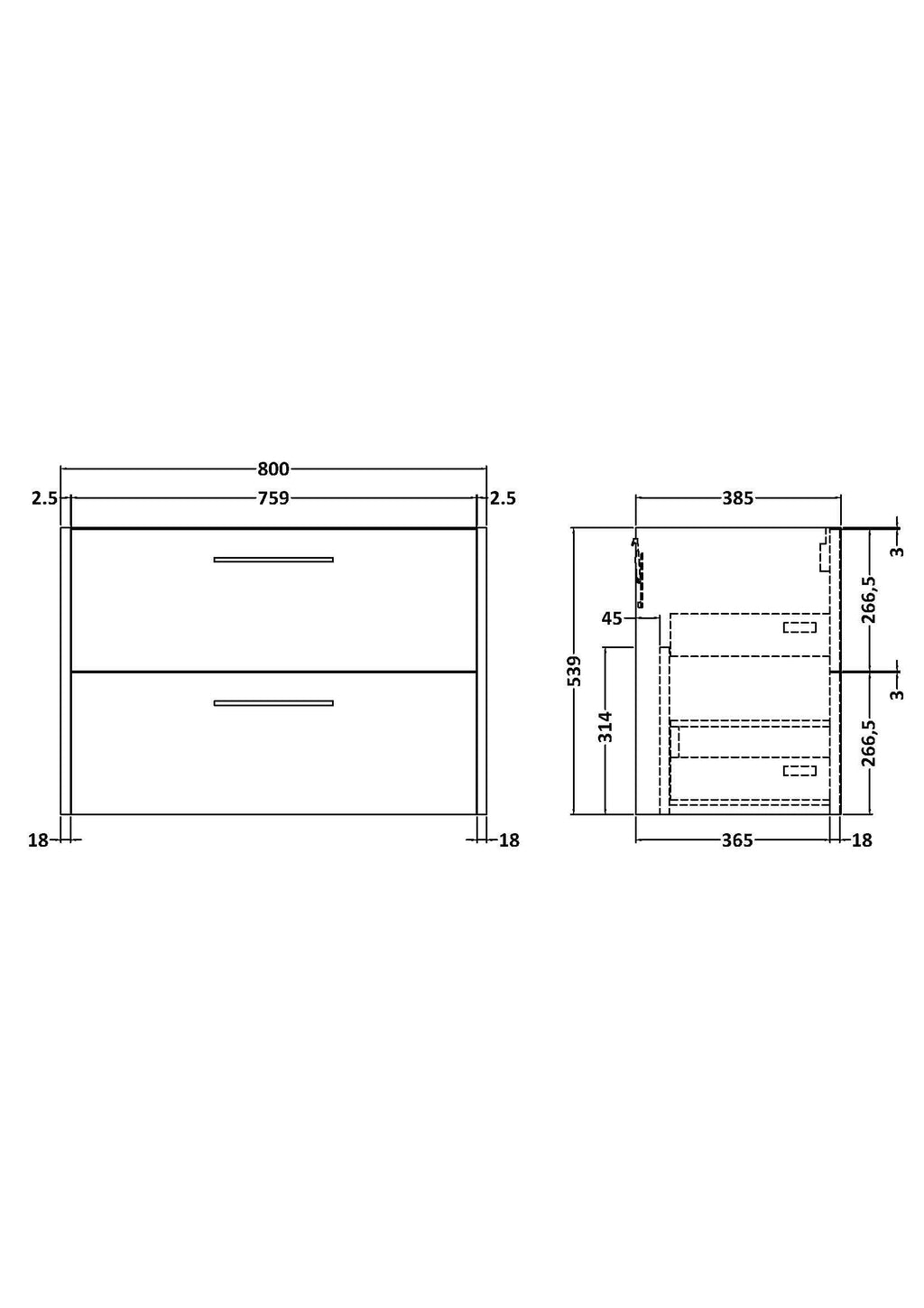 Hudson Reed Juno Wall Hung Vanity Unit, Durable 2 Soft Close Door with D Shape Handle Cabinet for Compact Bathroom in Graphite Grey Textured Woodgrain Finish, 800mm