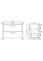 Hudson Reed Juno Wall Hung Vanity Unit, Durable 2 Soft Close Door with D Shape Handle Cabinet for Compact Bathroom in Graphite Grey Textured Woodgrain Finish, 800mm