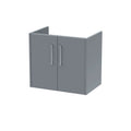 Hudson Reed Juno Wall Hung Vanity Unit, Durable 2 Soft Close Door with D Shape Handle Cabinet for Compact Bathroom in Coastal Grey Textured Woodgrain Finish, 600mm