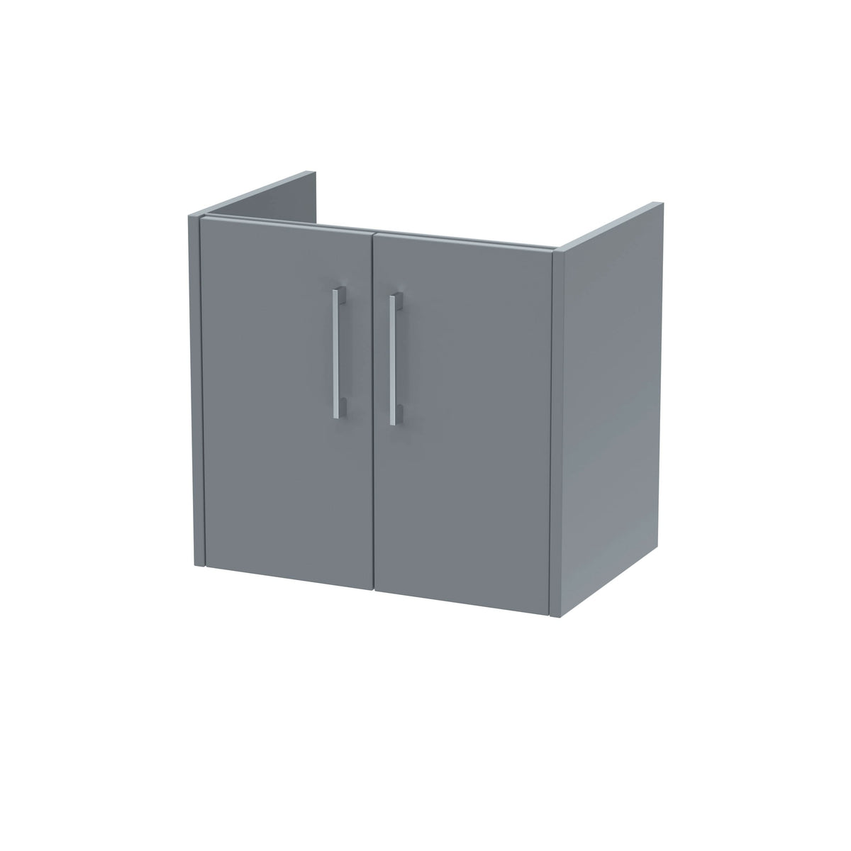 Hudson Reed Juno Wall Hung Vanity Unit, Durable 2 Soft Close Door with D Shape Handle Cabinet for Compact Bathroom in Coastal Grey Textured Woodgrain Finish, 600mm