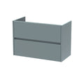 Hudson Reed Havana Wall Hung Vanity Unit, Durable 2 Soft Close Drawer Handless Storage Bathroom Vanity Units with Basin Option in Coastal Grey Woodgrain Finish, 800mm
