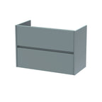 Hudson Reed Havana Wall Hung Vanity Unit, Durable 2 Soft Close Drawer Handless Storage Bathroom Vanity Units with Basin Option in Coastal Grey Woodgrain Finish, 800mm