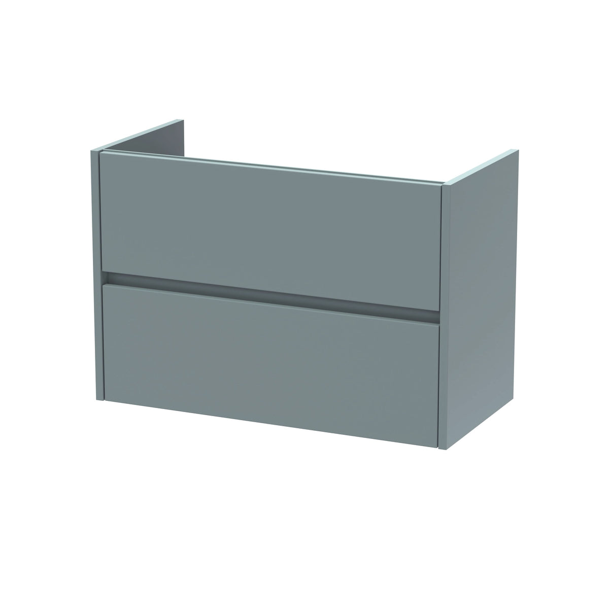 Hudson Reed Havana Wall Hung Vanity Unit, Durable 2 Soft Close Drawer Handless Storage Bathroom Vanity Units with Basin Option in Coastal Grey Woodgrain Finish, 800mm