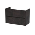 Hudson Reed Havana Wall Hung Vanity Unit, Durable 2 Soft Close Drawer Handless Storage Bathroom Vanity Units with Basin Option in Metallic Slate Woodgrain Finish, 800mm