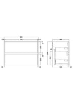 Hudson Reed Havana Wall Hung Vanity Unit, Durable 2 Soft Close Drawer Handless Storage Bathroom Vanity Units with Basin Option in Metallic Slate Woodgrain Finish, 800mm