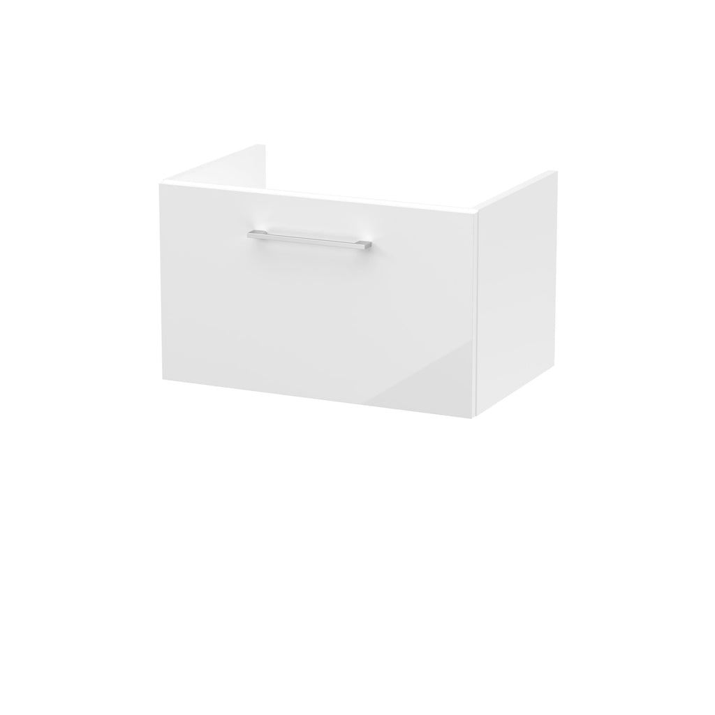 Hudson Reed Arno Wall Hung Vanity Unit, Durable Single Soft-Close Drawer with D-Shape Handle Vanity Unit for Modern Bathroom Setups in Gloss White Finish, 600mm