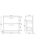 Hudson Reed Arno Floor Standing Vanity Unit, Durable 2 Soft Close Drawer Bathroom Sink Vanity Unit with Shelf in Gloss White, 800mm