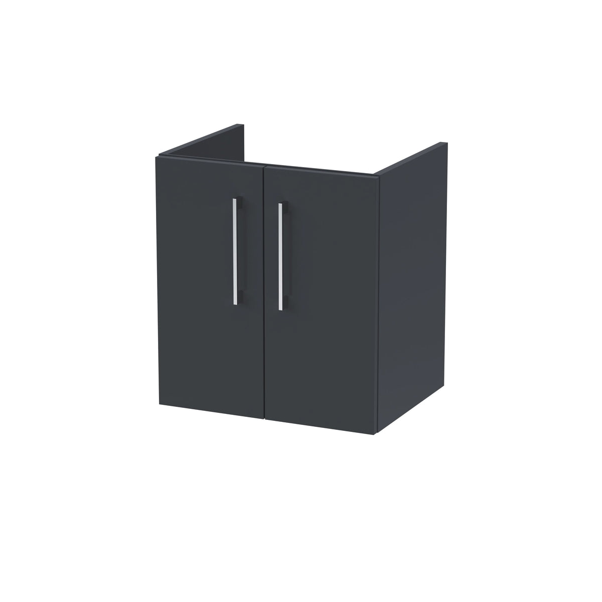 Hudson Reed Arno Wall Hung Vanity Unit, Durable 2 Soft Close Door Bathroom Sink Vanity Unit with Shelf in Soft Black, 500mm