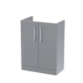 Hudson Reed Arno Compact Floor Standing Vanity Unit, Durable 2 Soft Close Door Bathroom Vanity Unit with Shelf in  Satin Grey, 600mm