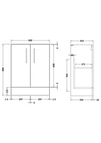Hudson Reed Arno Compact Floor Standing Vanity Unit, Durable 2 Soft Close Door Bathroom Vanity Unit with Shelf in  Satin Grey, 600mm