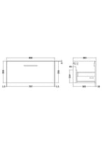 Hudson Reed Arno Wall Hung Vanity Unit, Durable Single Soft Close Door Bathroom Sink Vanity Unit with Shelf in  Satin Grey, 800mm