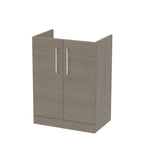 Hudson Reed Arno Compact Floor Standing Vanity Unit, Durable 2 Soft Close Door Bathroom Vanity Unit with Shelf in  Solace Oak, 600mm