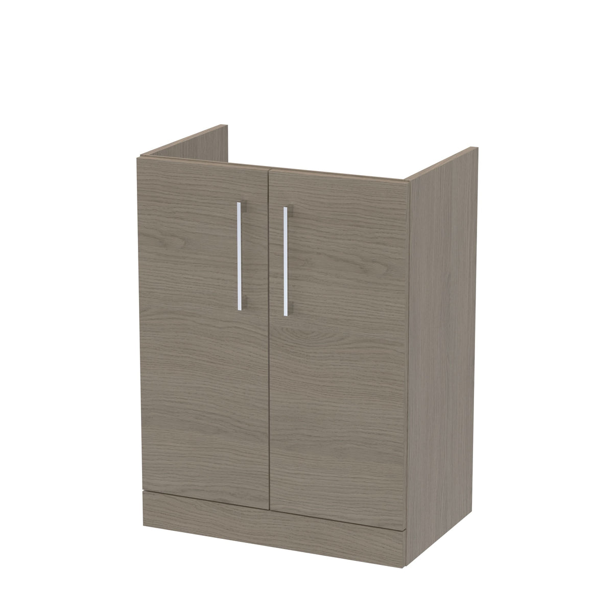 Hudson Reed Arno Compact Floor Standing Vanity Unit, Durable 2 Soft Close Door Bathroom Vanity Unit with Shelf in  Solace Oak, 600mm
