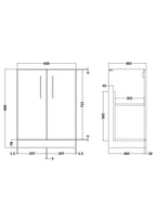 Hudson Reed Arno Compact Floor Standing Vanity Unit, Durable 2 Soft Close Door Bathroom Vanity Unit with Shelf in  Solace Oak, 600mm