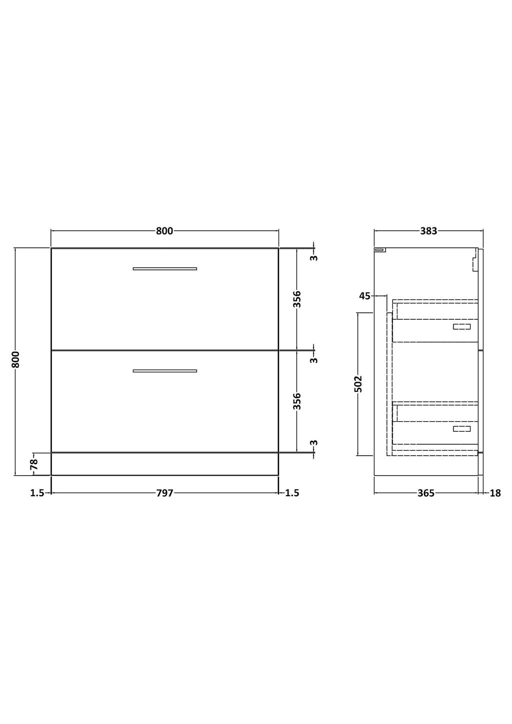 Hudson Reed Arno Floor Standing Vanity Unit, Durable 2 Soft Close Drawer Bathroom Sink Vanity Unit with Shelf in Solace Oak, 800mm