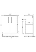Hudson Reed Arno Floor Standing Vanity Unit, Durable 2 Soft Close Door Bathroom Sink Vanity Unit with Shelf in Satin Green, 500mm