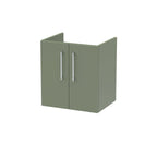Hudson Reed Arno Wall Hung Vanity Unit, Durable 2 Soft Close Door Bathroom Sink Vanity Unit with Shelf in Satin Green, 500mm