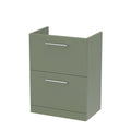Hudson Reed Arno Floor Standing Vanity Unit, Durable 2 Soft Close Drawer Bathroom Sink Vanity Unit with Shelf in Satin Green, 600mm