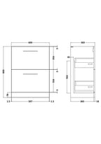 Hudson Reed Arno Floor Standing Vanity Unit, Durable 2 Soft Close Drawer Bathroom Sink Vanity Unit with Shelf in Satin Green, 600mm