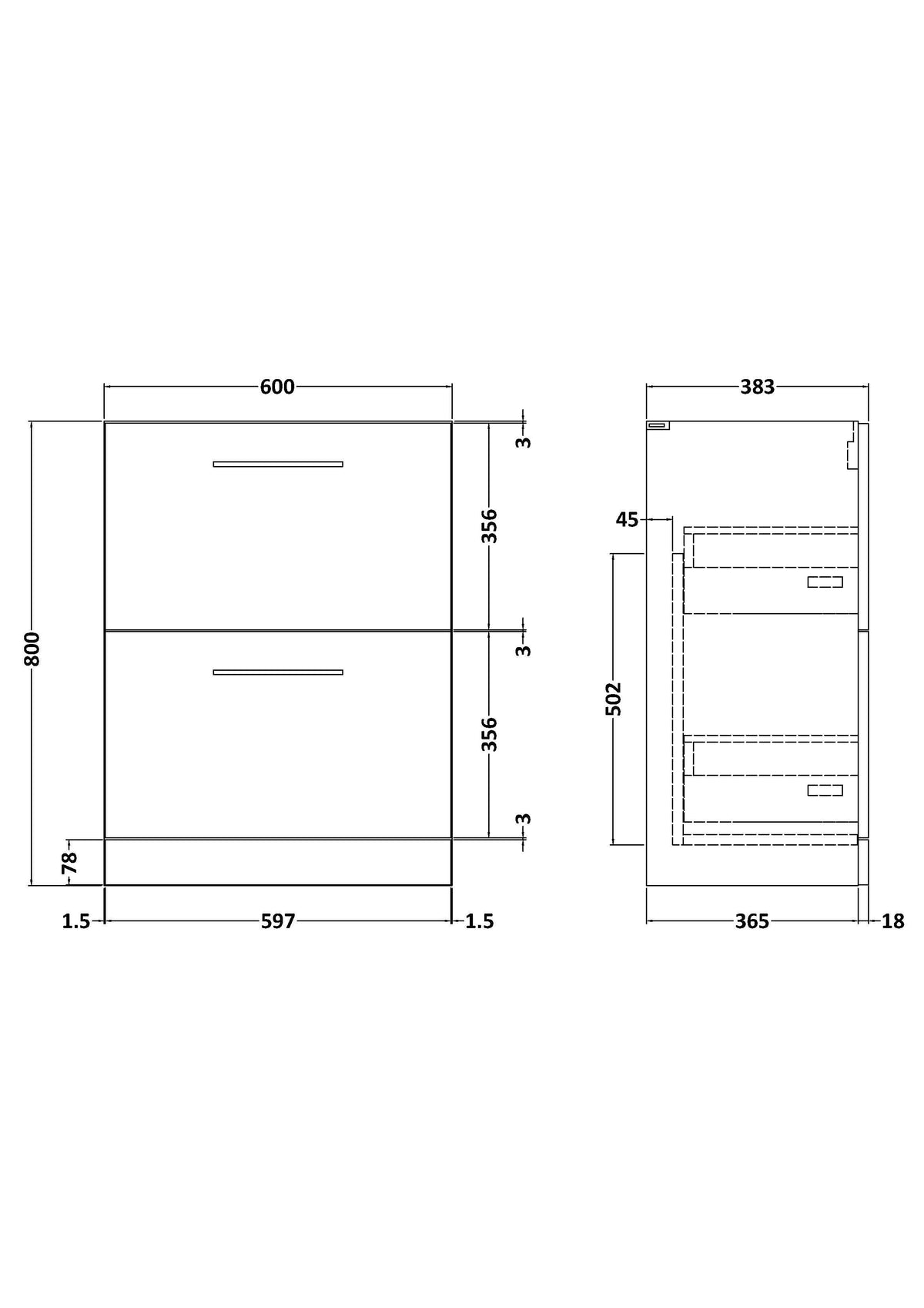 Hudson Reed Arno Floor Standing Vanity Unit, Durable 2 Soft Close Drawer Bathroom Sink Vanity Unit with Shelf in Satin Green, 600mm