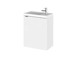 Hudson Reed Fusion Compact Wall Hung 1 Soft Close Door Vanity Unit without Basin, Modern Bathroom Furniture in Gloss White Finish, 400mm