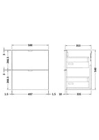 Hudson Reed Fusion Wall Hung 2 Soft Close Drawer Vanity Unit without Basin, Modern Bathroom Furniture in Gloss White Finish, 500mm