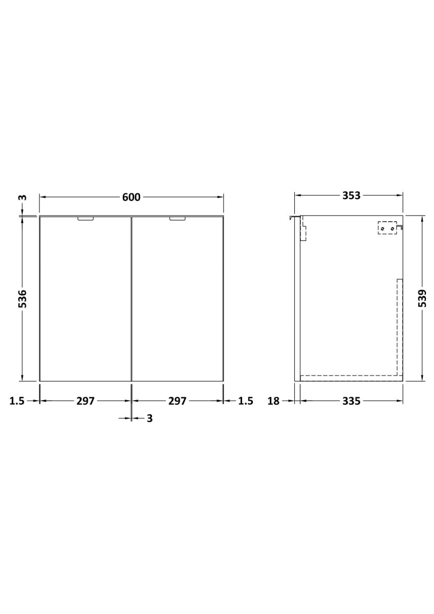 Hudson Reed Wall Hung 2 Soft Close Door Vanity Unit without Basin, Modern Bathroom Furniture in Woodgrain Oak Finish, 600mm