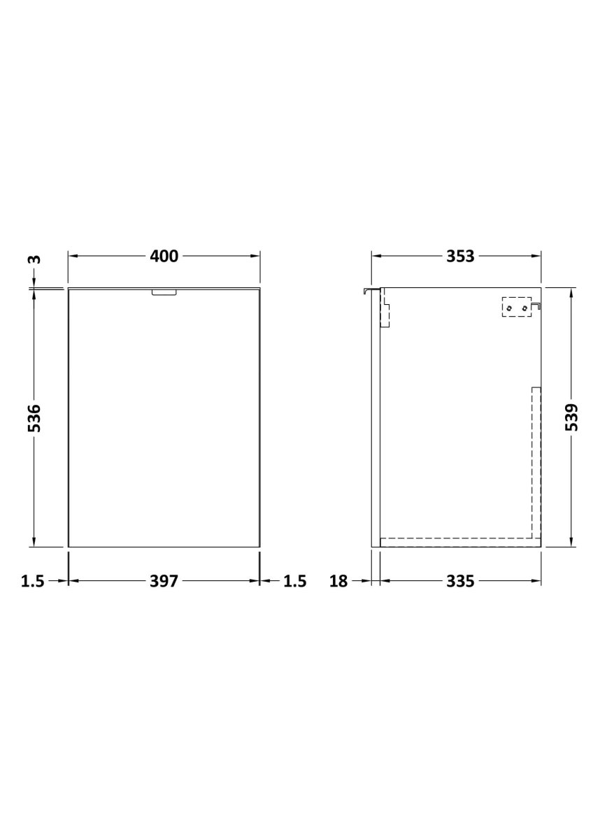 Hudson Reed Fusion Wall Hung 1 Soft Close Door Vanity Unit without Basin, Modern Bathroom Furniture in Anthracite Woodgrain Finish, 400mm