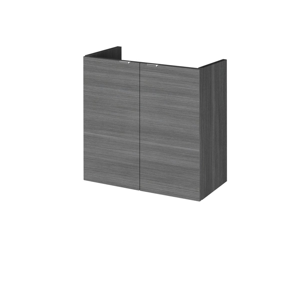 Hudson Reed Fusion Wall Hung 2 Door Vanity Unit without Basin, Modern Compact Bathroom Furniture in Anthracite Woodgrain Finish, 500mm