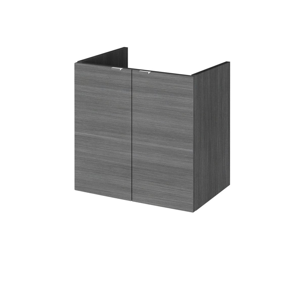 Hudson Reed Fusion Wall Hung 2 Soft Close Door Vanity Unit without Basin, Modern Bathroom furniture in Anthracite Woodgrain Finish, 500mm