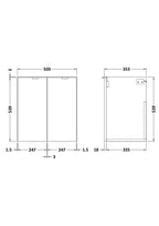 Hudson Reed Fusion Wall Hung 2 Soft Close Door Vanity Unit without Basin, Modern Bathroom furniture in Anthracite Woodgrain Finish, 500mm