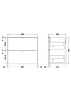 Hudson Reed Fusion Wall Hung 2 Soft Close Drawer Vanity Unit without Basin, Modern Bathroom Furniture in Anthracite Woodgrain Finish, 600mm
