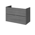 Hudson Reed Fusion Wall Hung 2 Drawer Vanity Unit without Basin, Modern Bathroom Furniture in Anthracite Woodgrain Finish, 800mm