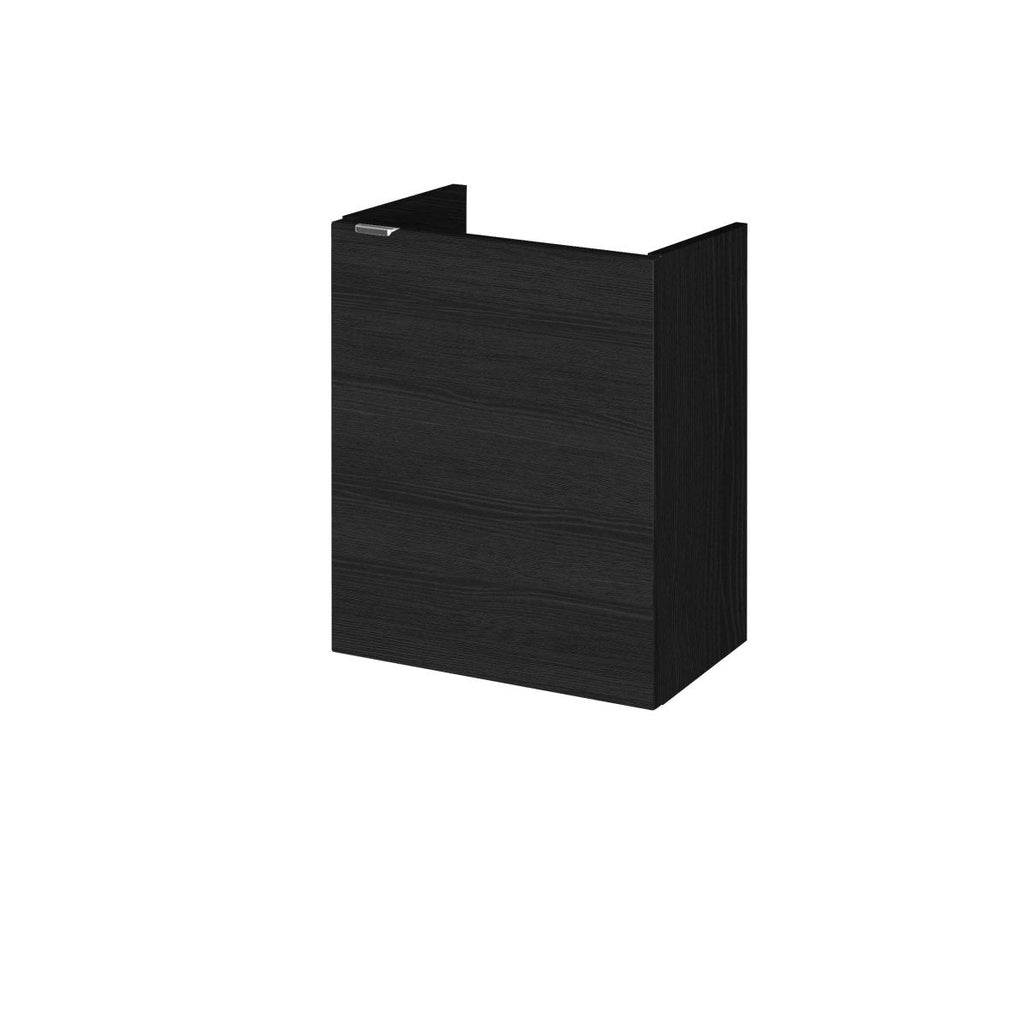 Hudson Reed Fusion Wall Hung 1 Soft Close Door Vanity Unit without Basin, Modern Compact Bathroom Furniture in Hacienda Black, 400mm