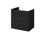 Hudson Reed Fusion Wall Hung 2 Soft Close Door Vanity Unit without Basin, Modern Bathroom Furniture in Hacienda Black Finish, 500mm