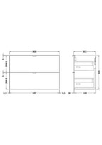 Hudson Reed Fusion Wall Hung 2 Soft Close Drawer Vanity Unit without Basin, Modern Bathroom Furniture in Hacienda Black Finish, 800mm