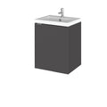 Hudson Reed Fusion Wall Hung 1 Door Vanity Unit without Basin, Modern Compact Bathroom Storage in Gloss Grey Finish, 400mm