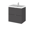 Hudson Reed Fusion Wall Hung 2 Soft Close Drawer Vanity Unit without Basin, Modern Bathroom Furniture in Gloss Grey Finish, 500mm