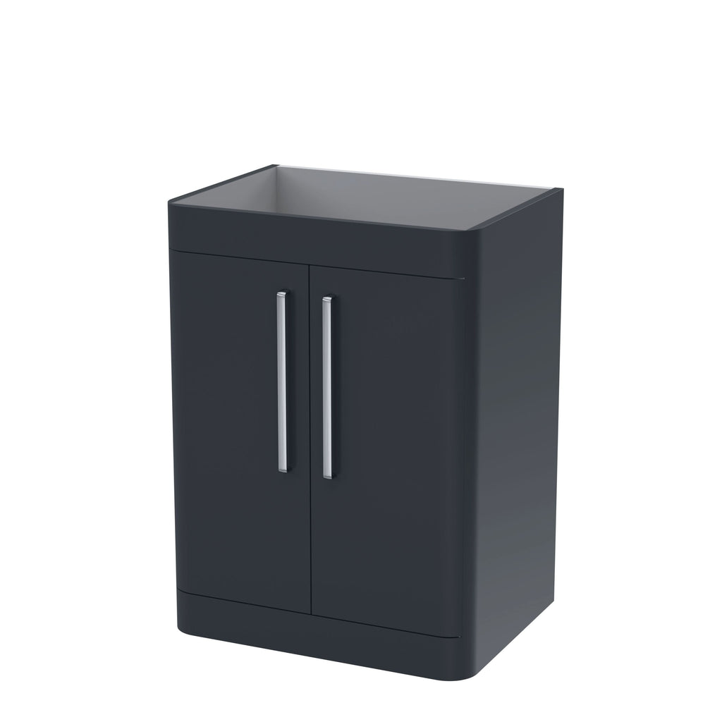 Hudson Reed Parade Component Floor Standing 2 Soft Close Door Vanity Unit, Bathroom Vanity Units with Storage in Soft Black, 600mm