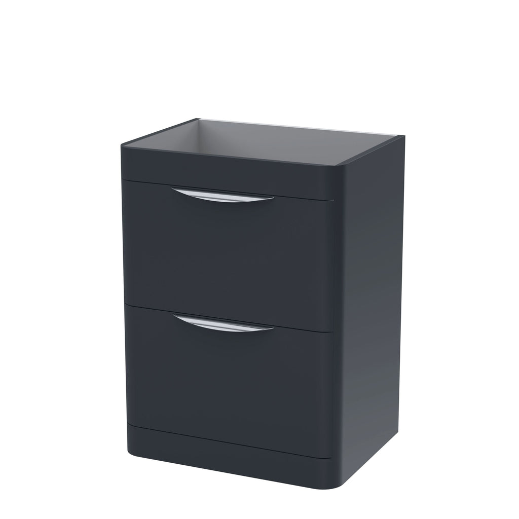 Hudson Reed Parade Component Floor Standing 2 Soft Close Drawer Vanity Unit, Bathroom Vanity Units with Storage in Soft Black, 600mm