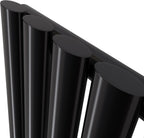 iBathUK Strata Designer Vertical Column Radiator, Oval Single Panel, Space-Saving Designer Radiator for Modern UK Homes, Balck, 1600 x 240 mm