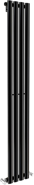 iBathUK Strata Designer Vertical Column Radiator, Oval Single Panel, Space-Saving Designer Radiator for Modern UK Homes, Balck, 1600 x 240 mm
