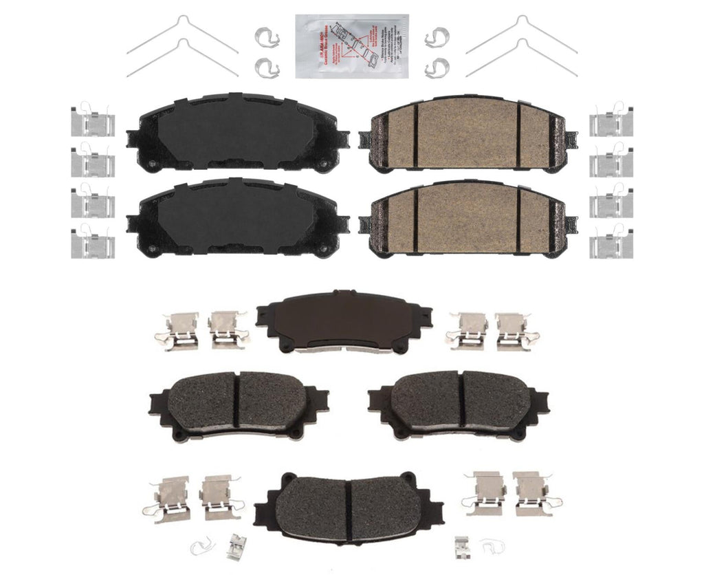 AmeriBRAKES Premium Ceramic Brake Pads Hardware For Toyota Highlander 2020-2025