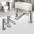 iBathUK Delta Pair of Hot and Cold Basin Sink Mixer Taps with Bath Filler Chrome Tap Set, Classic Bathroom Basin Mixer Taps for Everyday Use
