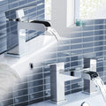 iBathUK Kinetic Waterfall Basin Sink Mixer Tap, Bath Tub Filler Luxury Bathroom Set, Elegant Bath Sink Mixer Tap, Chrome