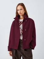 John Lewis Womens Short Funnel Neck Wool Blend Jacket - Burgundy - Size 8