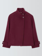 John Lewis Womens Short Funnel Neck Wool Blend Jacket - Burgundy - Size 8
