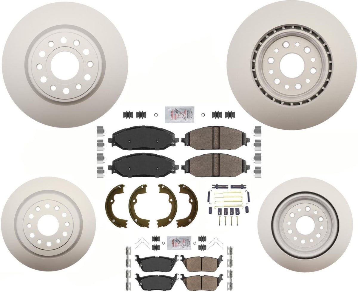 Front & Rear Coated Disc Brake Rotors Pads Hardware For Ram 1500 2019-2021