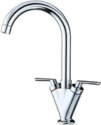 iBathUK Orin DualLever Kitchen Sink Mixer Tap, Chrome Swivel Spout Faucet with Separate Hot & Cold Controls