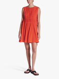 NEW ASCENO Como Regular Round Neck Plain Sleeveless Silk Mini Dress - Red Small